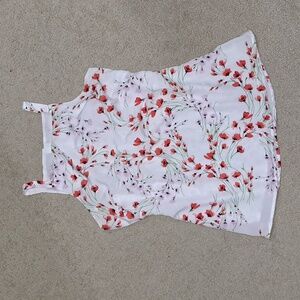 Floral tie waist sleeveless blouse